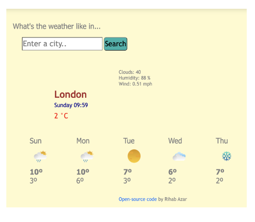 image of weather forecast app Rihab'd coded