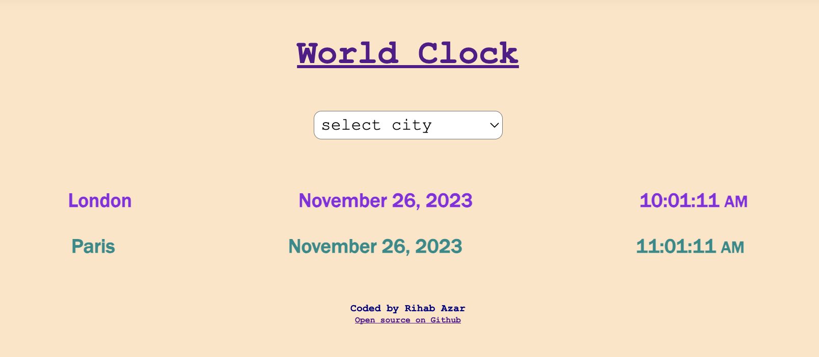 this is a screenshot of a Worldclock website page